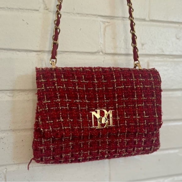 Badgley Mischka Red and Gold Tweed Women’s Shoulder Bag EUC - Picture 5 of 5